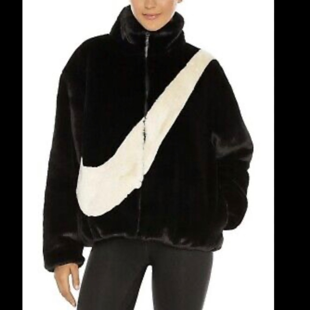 NIKE SPORTSWEAR WOMEN'S FAUX FUR JACKET BLACK M